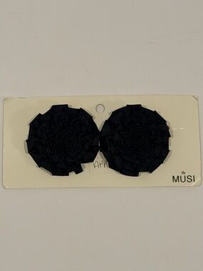Musi Vintage Women’s Black Fabric Flower Show Clips - Pair